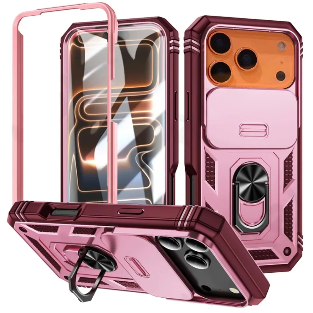 (rosa, Iphone 13 Pro) Suporte Magnético Giratório 360° Para Carro, Capa Deslizante Para Câmera Resistente A Quedas De Nível Militar