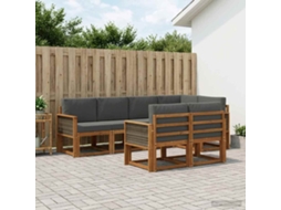 Vidaxl Conjunto De Sofás Para Exterior 7 Unid. Natural E Antracite
