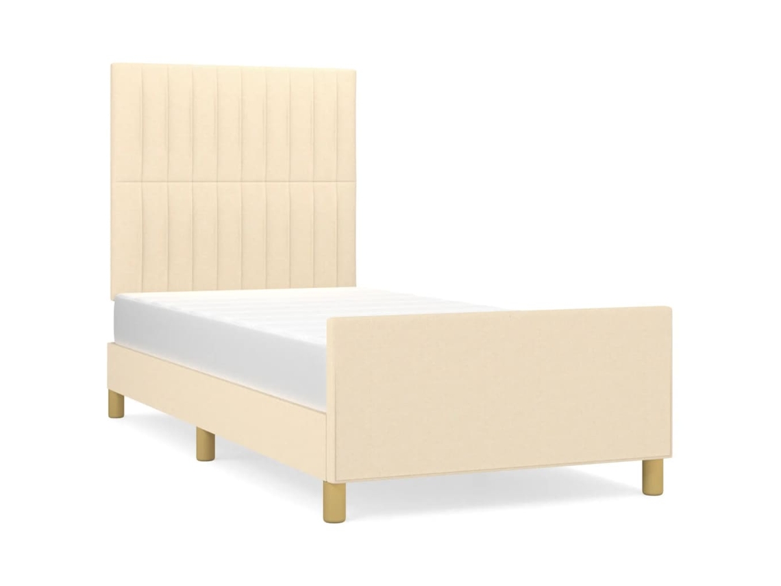 Bed Frame With Headboard, Bed Frames With Headboards Vidaxl Creme Tecido (100 X 200 Cm)