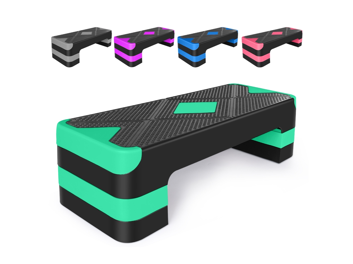 Degrau para exercícios aeróbicos, com altura ajustável (verde)