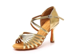 Sapatos de dança de salto alto para iniciantes, material resistente e antiderrapante, presente ideal ouro, 8 cm
