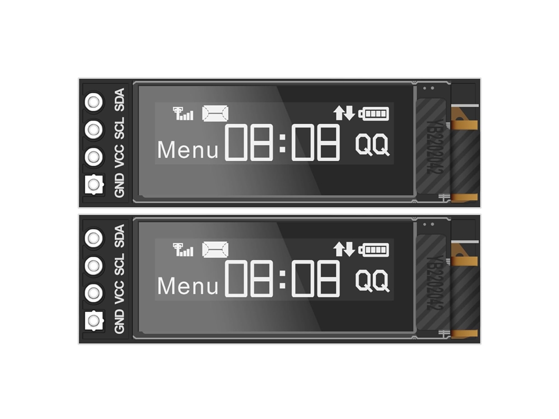Lote de 2 módulos de display OLED I2C de 0,91 polegadas (128 x 32 pixels) para Raspberry Pi/ESP32