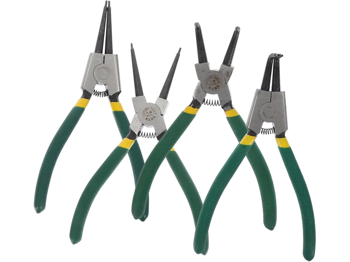 1 Conjunto de Alicates para Anéis de Retenção Reforçados com Mandíbulas Retas e Curvas, uma Ferramenta Precisa para Remover Anéis de Retenção. SFUSHOS