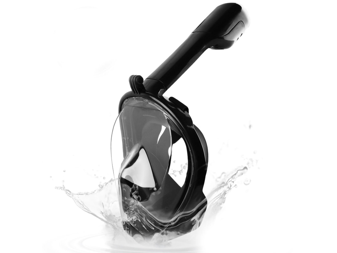 Máscara Snorkel Anti nevoeiro 180° Vista Fácil Uso Preto Tamanhos L XL