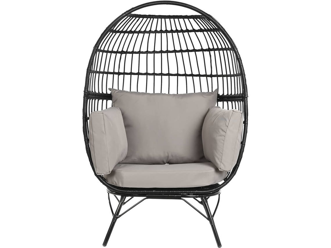 Poltrona de Jardim ITEM Rotim Sintético (Outlet Grade A - 99 x 71 x 147 cm - Preto Cinzento Metal)