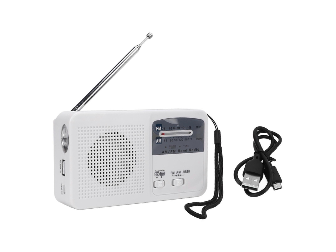 Rádio De Emergência Com Carregamento Solar Am Fm, Rádio Multibanda Com Manivela E Luz Led Para Acampamento Ao Ar Livre, Branco Olysi Shop
