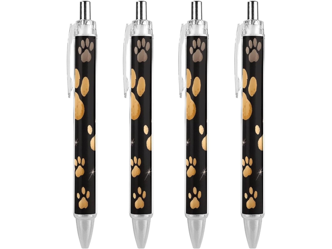 Caneta Esferográfica Com Estampa De Pata Cachorro, Preta, Ponta Média,