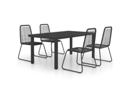 Dining Set, Dining Sets Vidaxl Preto Pvc (mesa Com 150 Cm De Comprimento)