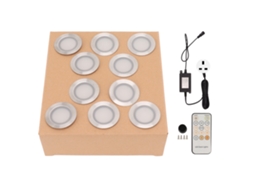 Kit de 10 Luzes LED para Deck Embutidas IP67 Aço Inoxidável 304 com Controle Remoto | S/MARCA