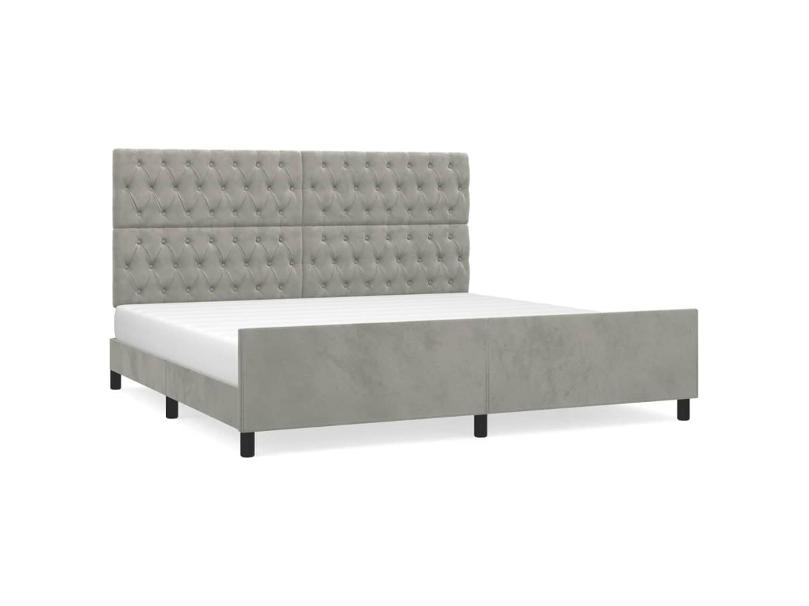 Bed Frame With Headboard, Bed Frames With Headboards Vidaxl Cinzeto Veludo (200 X 200 Cm)