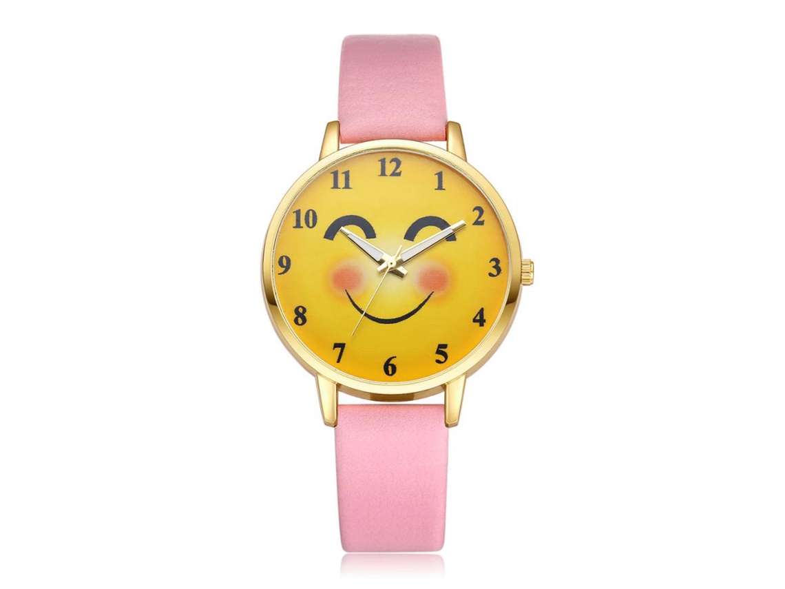 Relógio de pulso analógico com movimento de quartzo, pulseira de PU, cor rosa - Ivpai