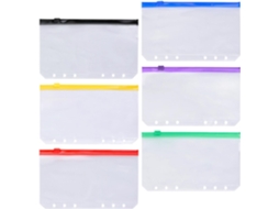 Conjunto De 6-sacos Organizadores Com Zíper Em Pvc Para Decoração Escolar, Organizador Durável Com 6 Orifícios Para