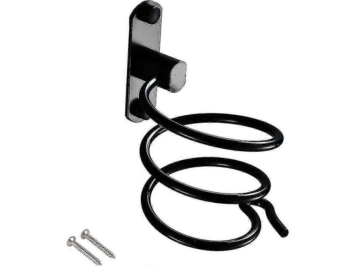 Suporte de Parede para Secador de Cabelo com Furação para Hotel, Banheiro, Lavabo, Barbearia, Alumínio, Acabamento Fosco, Preto, 1 Peça. TAISHENGDA