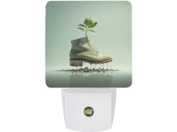 Luminária Noturna Com Estampa De Sapatos E Brotos Verdes, Luminária Noturna Decorativa, Luminária Noturna De Viagem