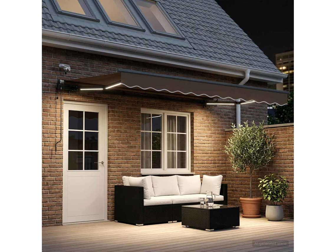 Vidaxl Toldo Retrátil Cinzento-acastanhado 450 × 300 Cm Poliéster