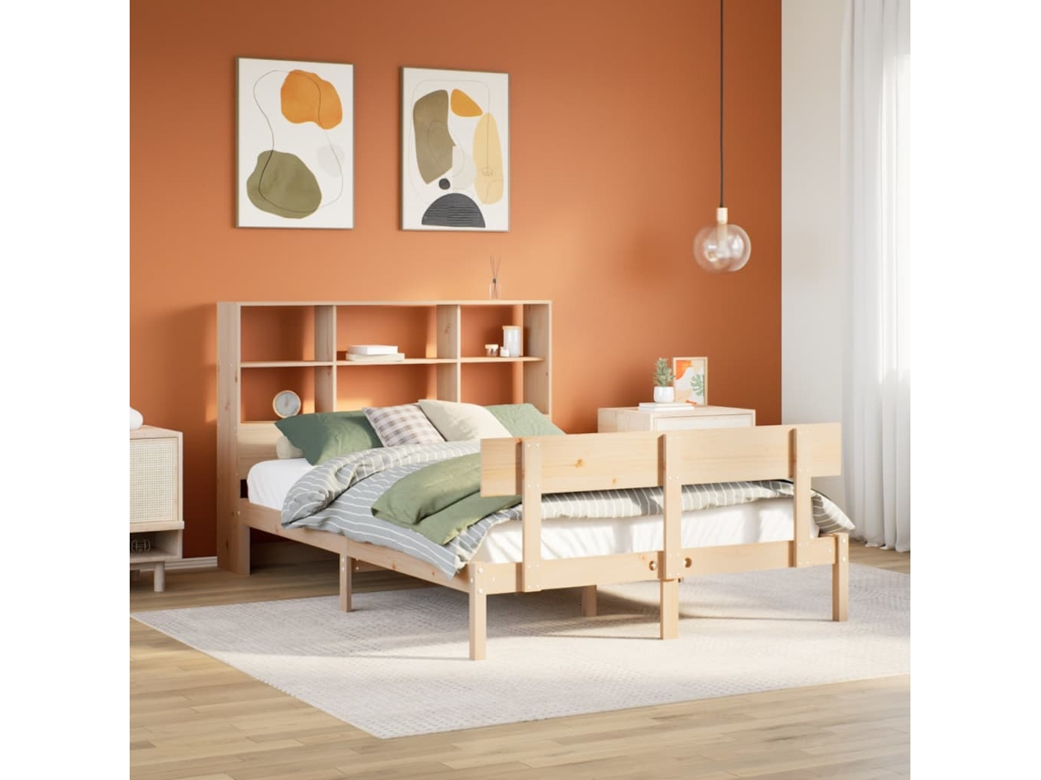 Cama Com Estante Sem Colchão 120x200 Cm Pinho Maciço