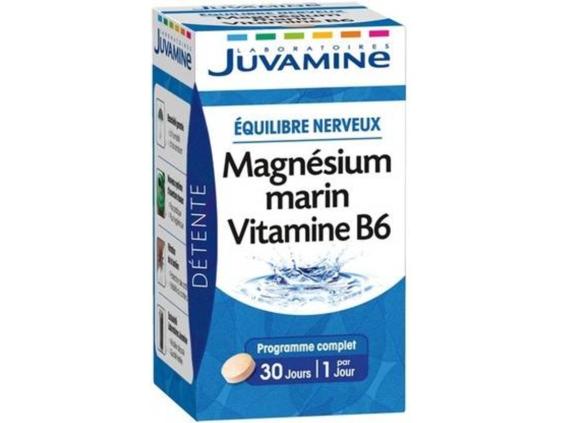 Suplemento Alimentar - Juvamine - Equilíbrio Nervoso - Magnésio Marinho - Vitamina B6 - 30 Comprimidos