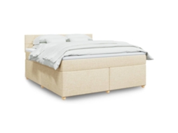 Vidaxl Cama Com Molas/colchão 180x200 Cm Tecido Cor Creme