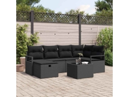 Vidaxl Conjunto De Sofás 7 Unid. Preto Vime Pe