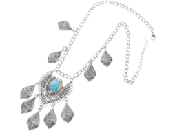 Tiara vintage elegante em turquesa Boêmia com franjas.
