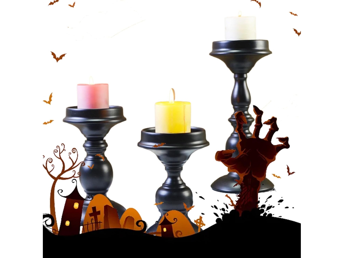 Lustre De Halloween Com Suporte Para Velas Cônicas Preto Para Decoração De Sala De Estar |