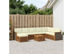 Vidaxl Conjunto De Sofás Para Exterior 7 Unid. Natural E Creme