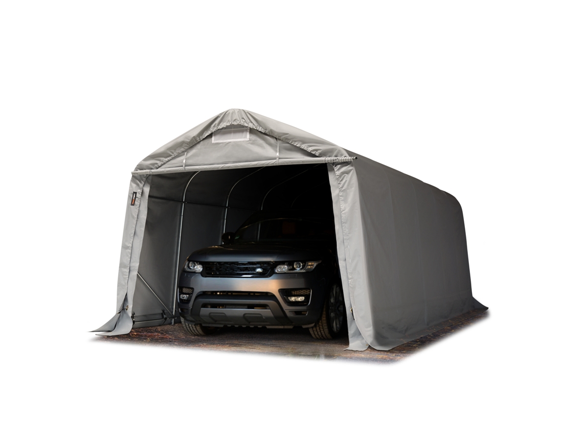 Tenda Garagem 3,3x6 M Pvc 800 N Garagem Portátil Abrigo Compacto De Armazenamento Refúgio 100 Impermeável Cinza Toolport