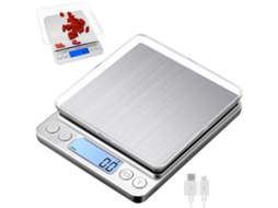 BALANÇA AQUAFORGE de aço inox, 5 Kg/1 G, visor LCD