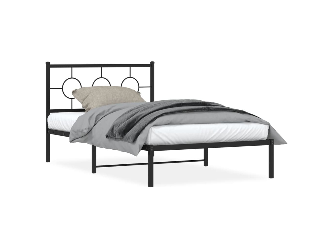 Bed Frame, Bed Frames Vidaxl Preto Aço (107 X 203 Cm)