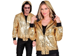 Casaco Bomber Dourado com capuz e lantejoulas para adulto