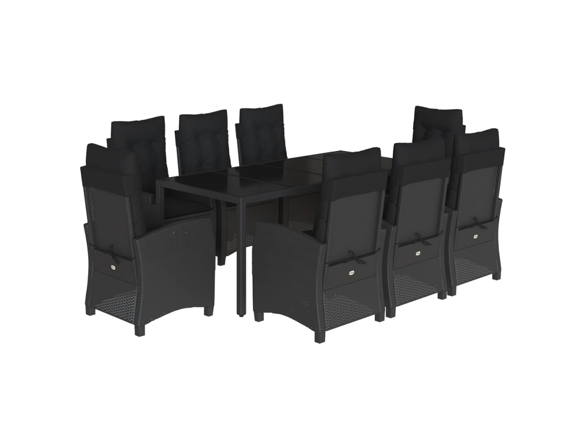 Garden Dining Set, Garden Dining Sets Vidaxl Preto Rattan / Vime (190 Cm Table Length)