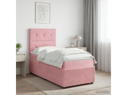 Vidaxl Cama Box Com Led E Colchão Rosa 80 X 200 Cm Veludo
