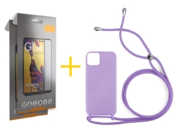 Pack 2 x Película de Vidro Temperado Full + Capa GANDY Apple iPhone 16 Plus Gel Rope Lilás