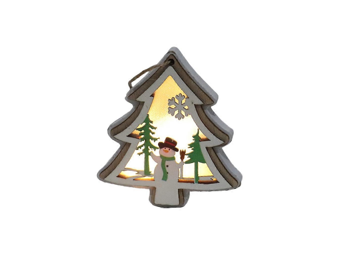 Enfeite De Natal De Madeira Sino/saco De Presente/estrela/árvore De Natal Pendurado Pingente Luminoso Decoração De Árvore De Natal Hengjian