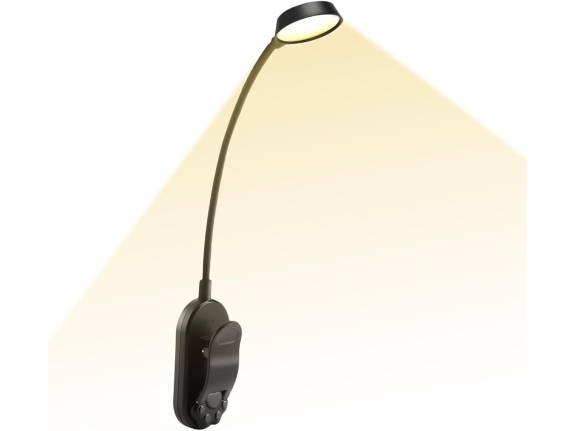 Luz De Leitura Recarregável Com 3 Modos Ajustáveis