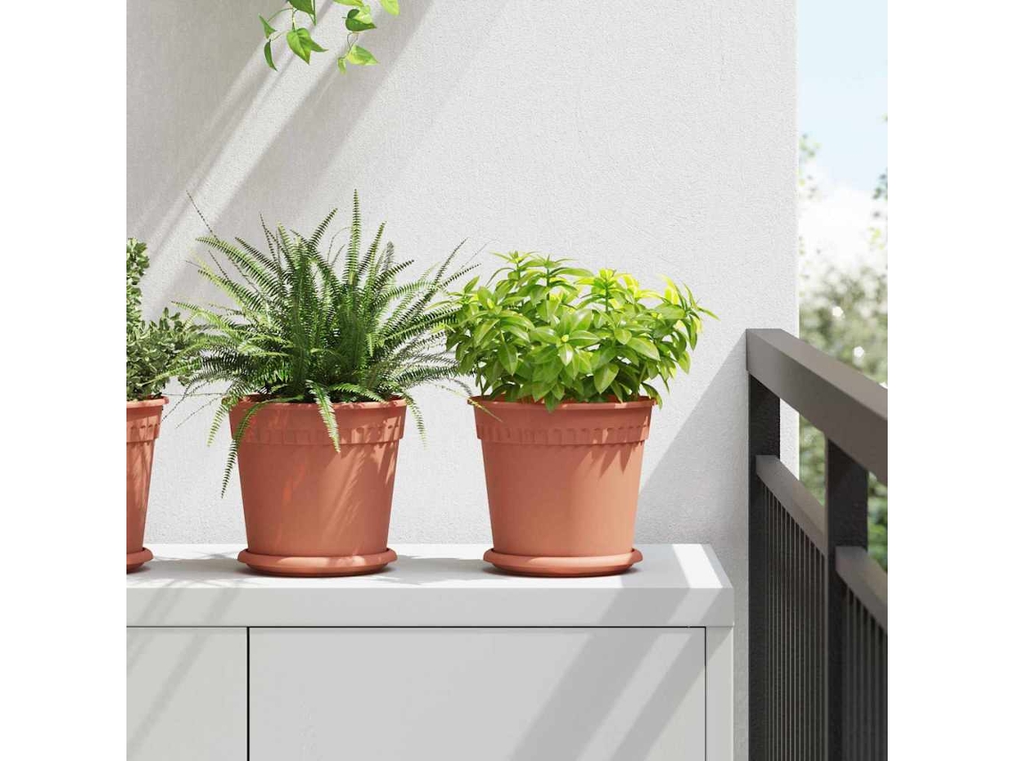 Vidaxl Vaso Redondo Para Flores 24 Unid. Vermelho Tijolo Plástico