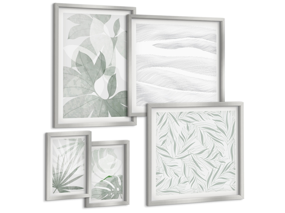 Conjunto De Pinturas Motivos Vegetais De Verde Espelharte (5 Peças)