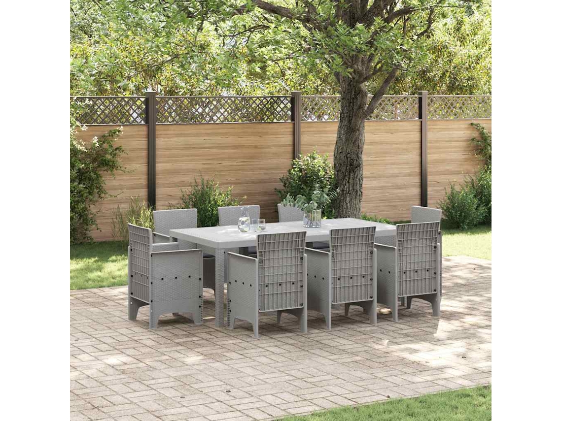 Vidaxl Conjunto De Jantar Para Jardim 9 Unid. Cinzento-claro