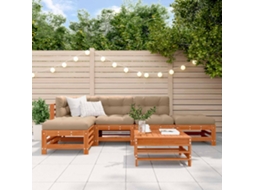 Vidaxl Conjunto De Lounge De Jardim 5 Unid. Castanho Encerado