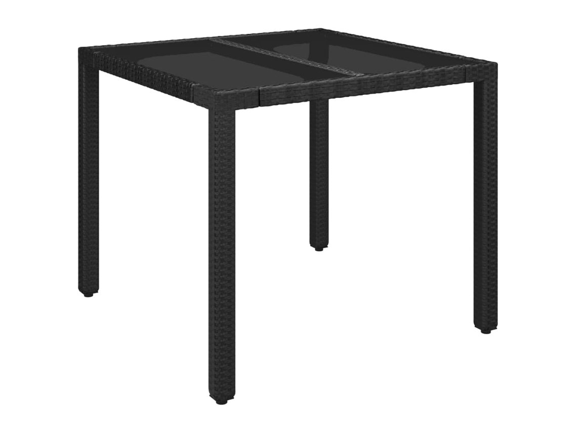 Maison Exclusive - Mesa de Jardim com Tampa de Vidro 90x90x75 cm Vime Pe Preto