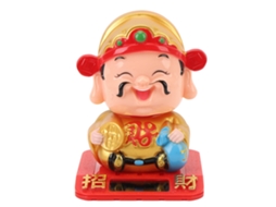 Estátua Baok de Cai Shen com sensor de luz automático, figura da enfermeira Cai Shen para escritório, carro, hotel, dourada.