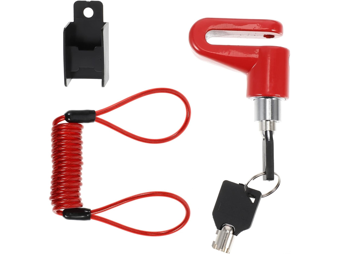 Cadeado De Disco À Prova D'água Com Alarme Sonoro E Cabo De Aço Vermelho De Lembrete.