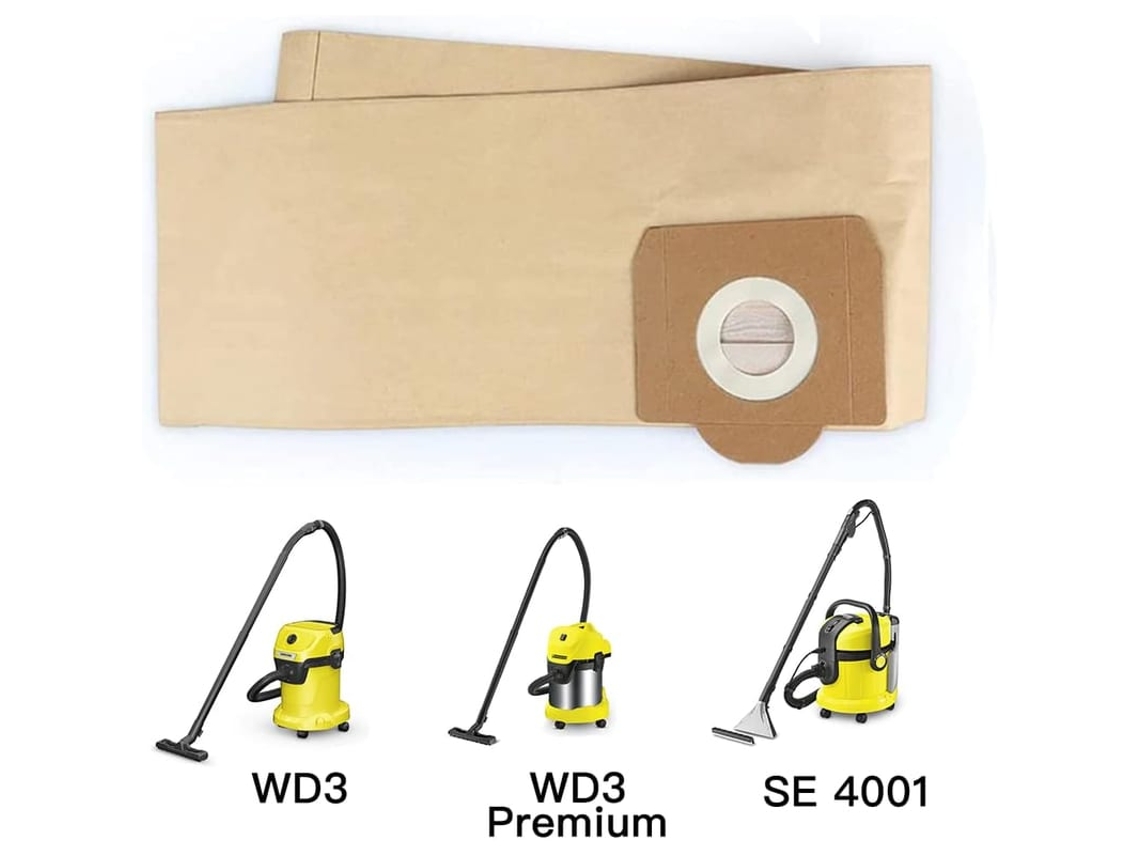 5 Bolsas De Aspirador Para Karcher Wd3, Wd 3 Premium, Wd3200, Wd3500p, A2204, A2534, Se4001, Kar69591300