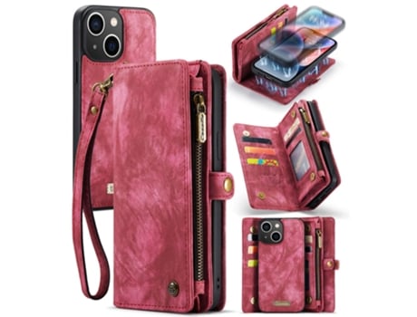 Capa Quedas Para Iphone 15 Caseme Pele Sintética Vermelho