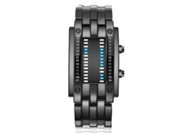 Reloj Digital Led Binario, matriz azul, resistente al agua hasta 30 m, para hombres y mujeres