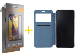 Kit Capa + Película Vidro Full 2X iPhone 12 « 12 Pro Skyhe Gandy Flip Azul