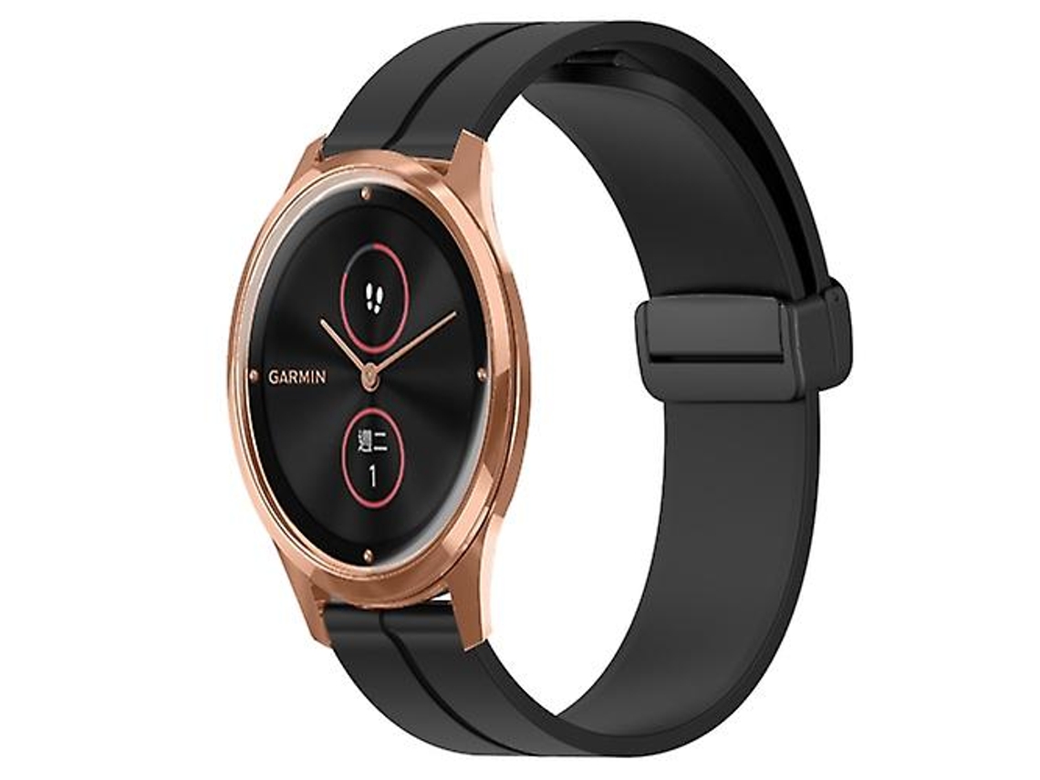 Bracelete para Garminmove Luxe 20Mm Cor Sólida Fecho Magnético Silicone Faixa de Relógio Preta VENISYMLIS