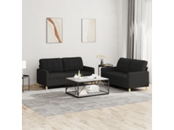 Vidaxl 2 Pcs Conjunto De Sofás Com Almofadões Tecido Preto