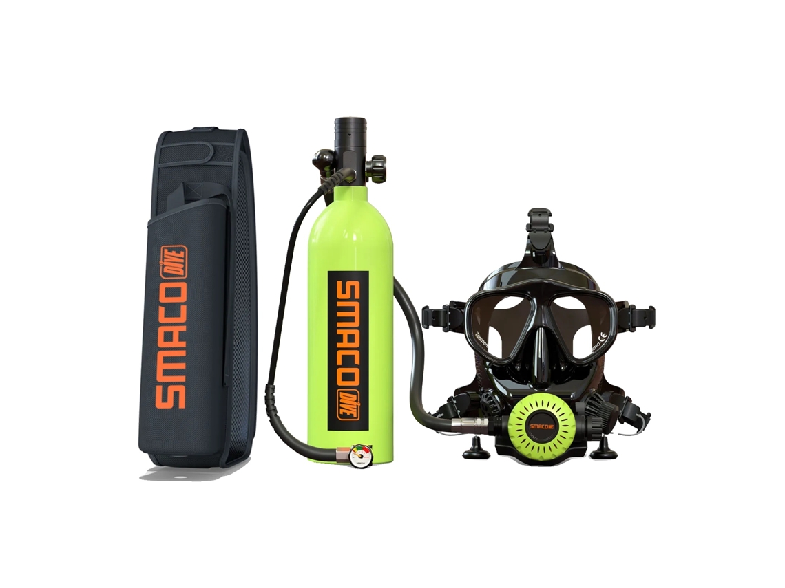 Equipamento De Mergulho, Tanque De Oxigênio Portátil, Máscara Facial Completa Incluída, S400pro-m8058-verde