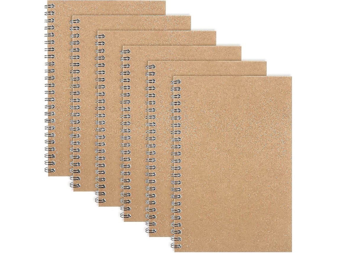 Conjunto de 6 Blocos de Desenho A5, Caderno Espiral com Capa Kraft, Blocos de Desenho em Branco para Arte BRILVIBERA